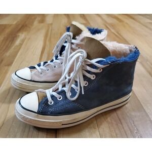 Converse Chuck 70 High Suede Fur Size W 10.5 M 8.5 Navy Blue Pink 166319C